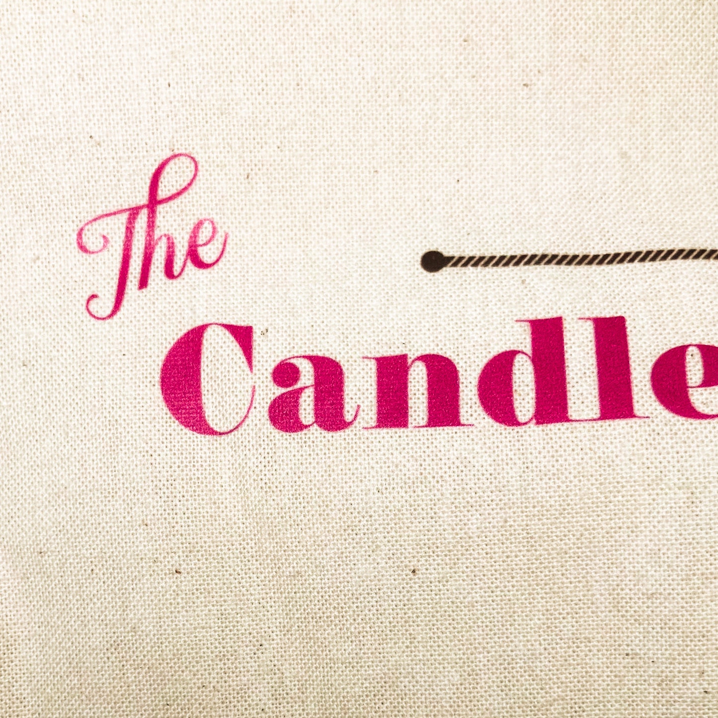 The Candle Carousel Logo Drawstring Bag Organic Cotton Fair Wear, Logo Close Up
