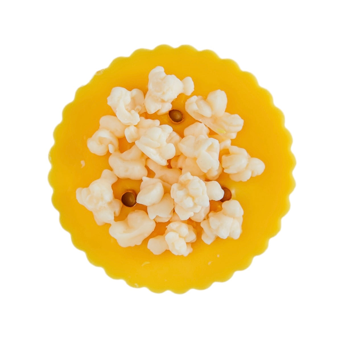 Sustainable Vegan and Cruelty Free Brand Company, Movie Night Hot Buttered Popcorn Refill. Birds Eye Overhead View. Buy Today and Pair with our Refillable Dishes to Refill Time and Time again!