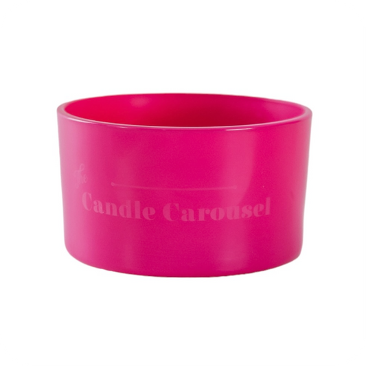 The Candle Carousel Pink Gloss Refillable Candle Dish, Sustainable Vegan and Cruelty Free Brand Company, Front Main Primary View, Buy today and fill with our Candle Refills Time and Time again!