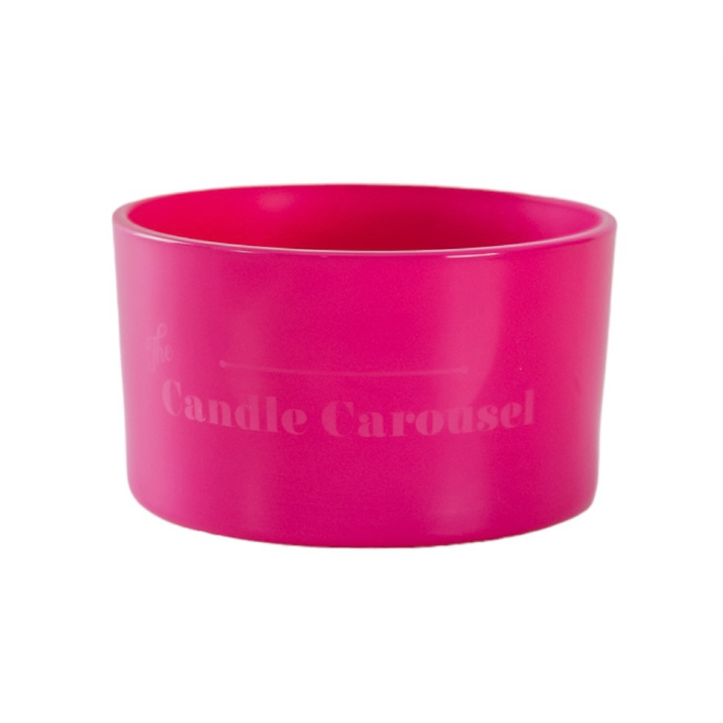 The Candle Carousel Pink Gloss Refillable Candle Dish, Sustainable Vegan and Cruelty Free Brand Company, Front Main Primary View, Buy today and fill with our Candle Refills Time and Time again!