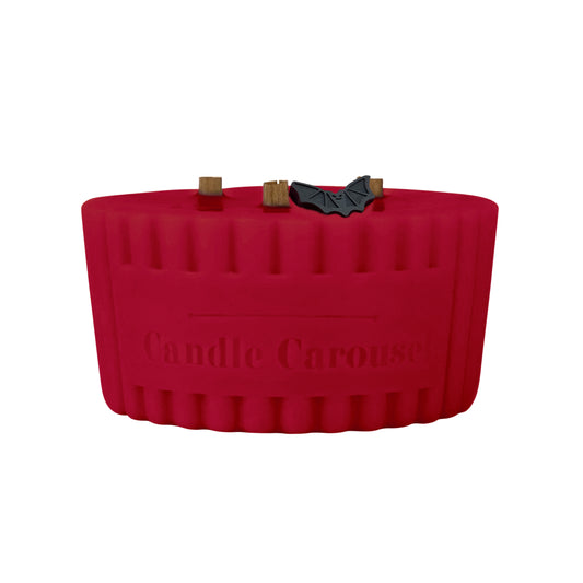 The Candle Carousel® Spooky Toffee Apple Candle Refill and 'Candle Carousel' branding on a white background