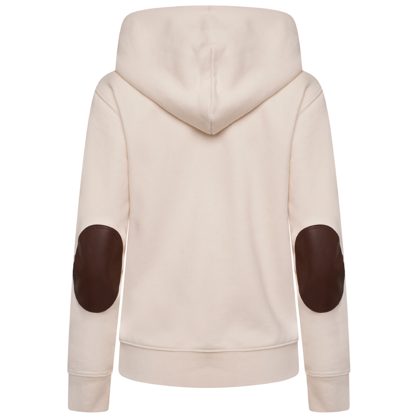 The Candle Carousel Zip Hoodie Organic Cotton Fair Wear, Brown Faux Leather Elbow Patch, Back Main Primary View