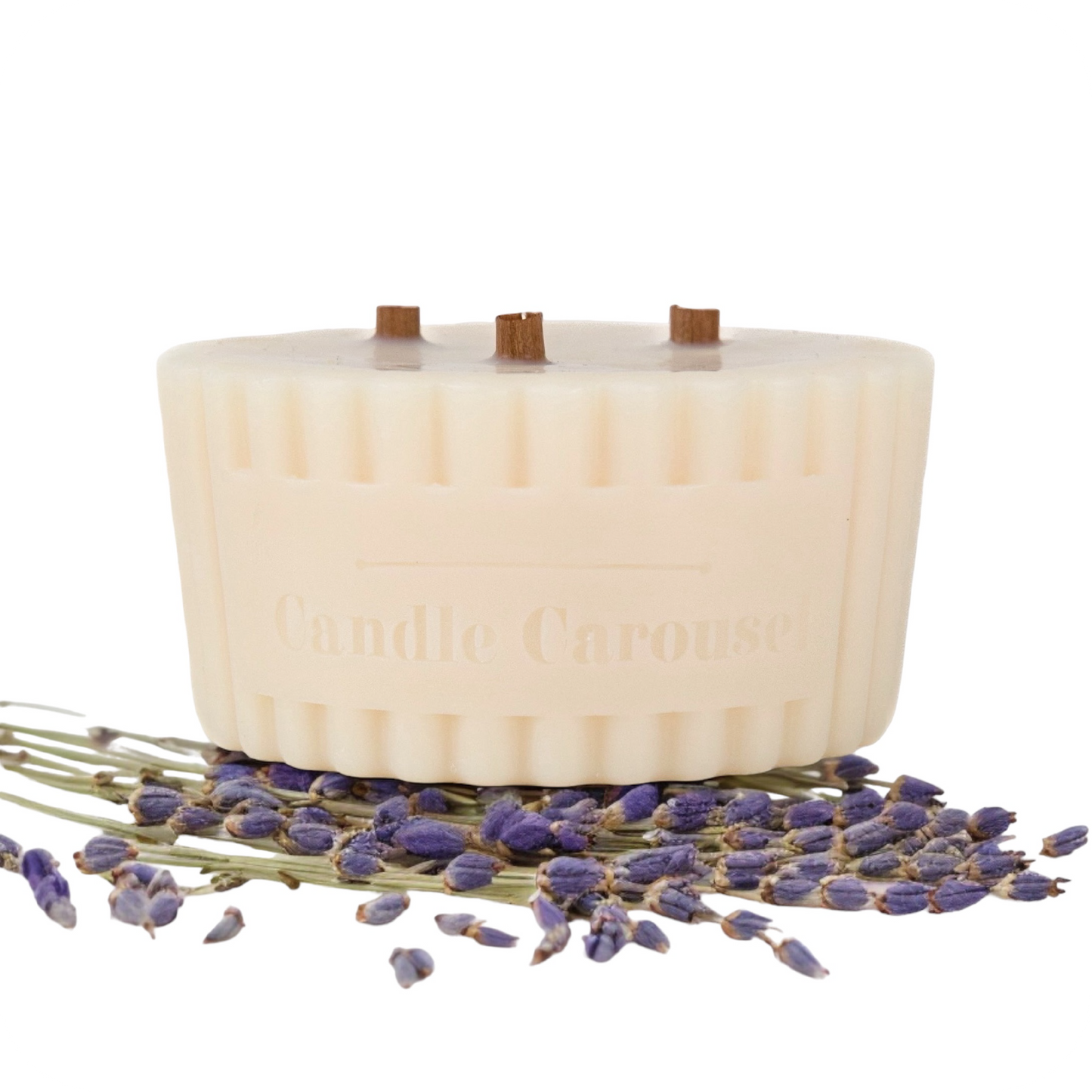 The Candle Carousel Solution Candles®️ Sleep Aromatherapy 100% Pure Essential Oils Candle Refill, Refillable Sustainable Vegan and Cruelty Free, Front with Ingredient Demo Product View, Buy Today and Pair with our Refillable Dishes to Refill Time and Time again!