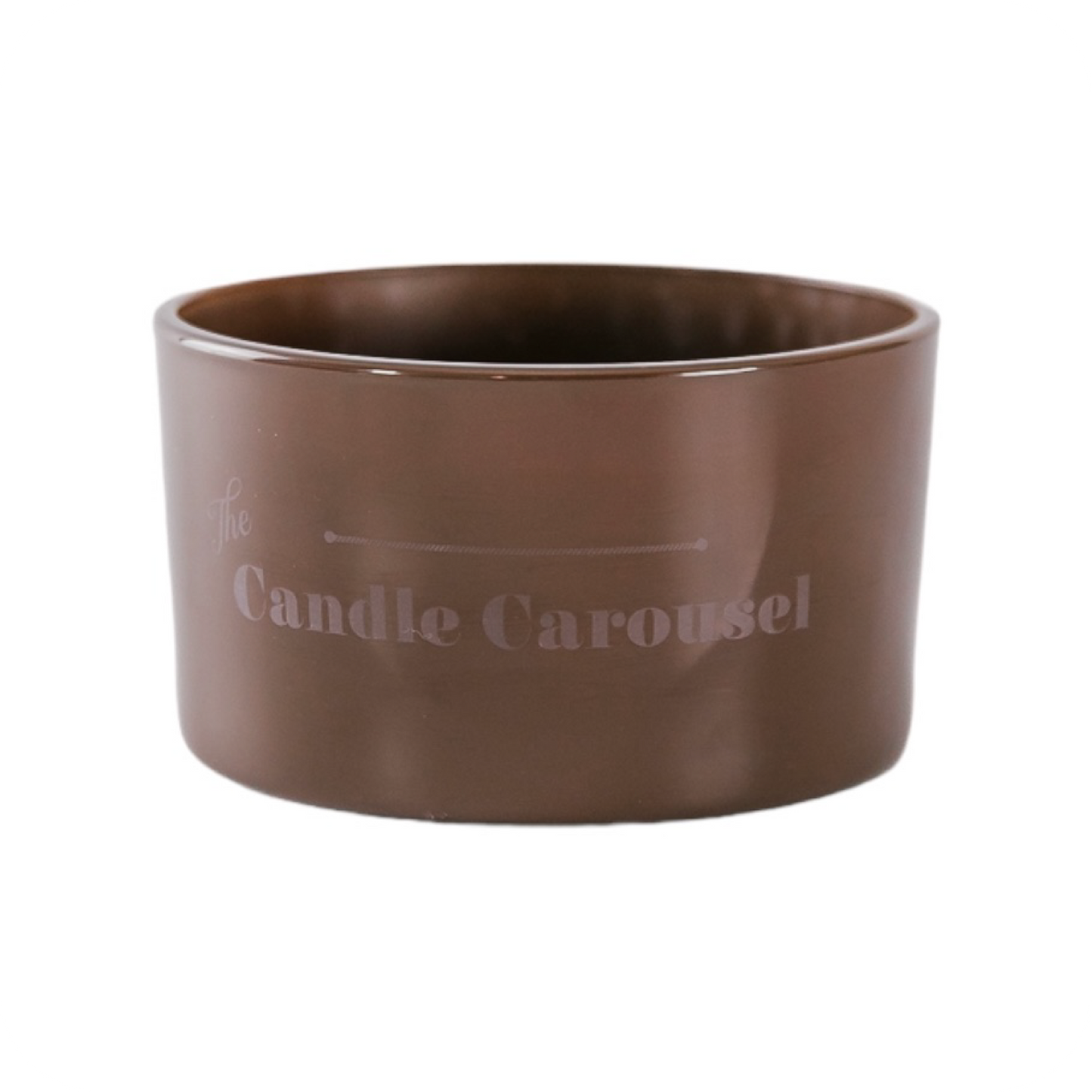 The Candle Carousel Brown Gloss Refillable Candle Dish, Sustainable Vegan and Cruelty Free Brand Company, Front Main Primary View, Buy today and fill with our Candle Refills Time and Time again!
