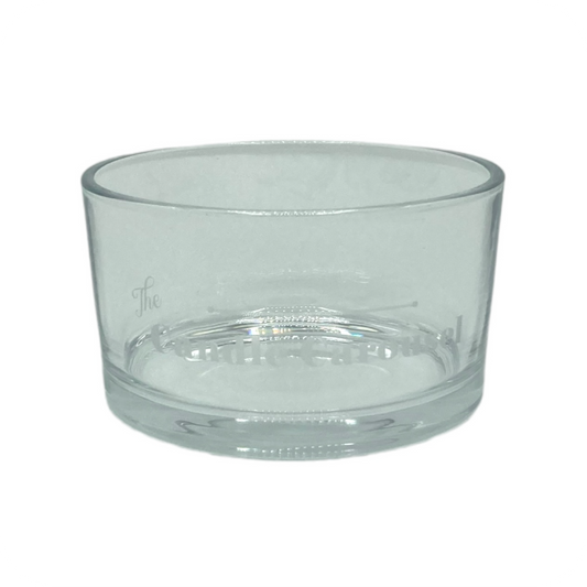 The Candle Carousel Clear Transparent Refillable Candle Dish, Sustainable Vegan and Cruelty Free Brand Company, Front View Main Primary Image. Buy today and fill with our Candle Refills Time and Time again!