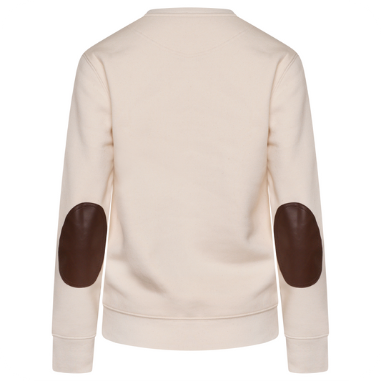 The Candle Carousel Sweatshirt Jumper Organic Cotton Fair Wear, Brown Faux Leather Elbow Patch, Back View Primary Main Image