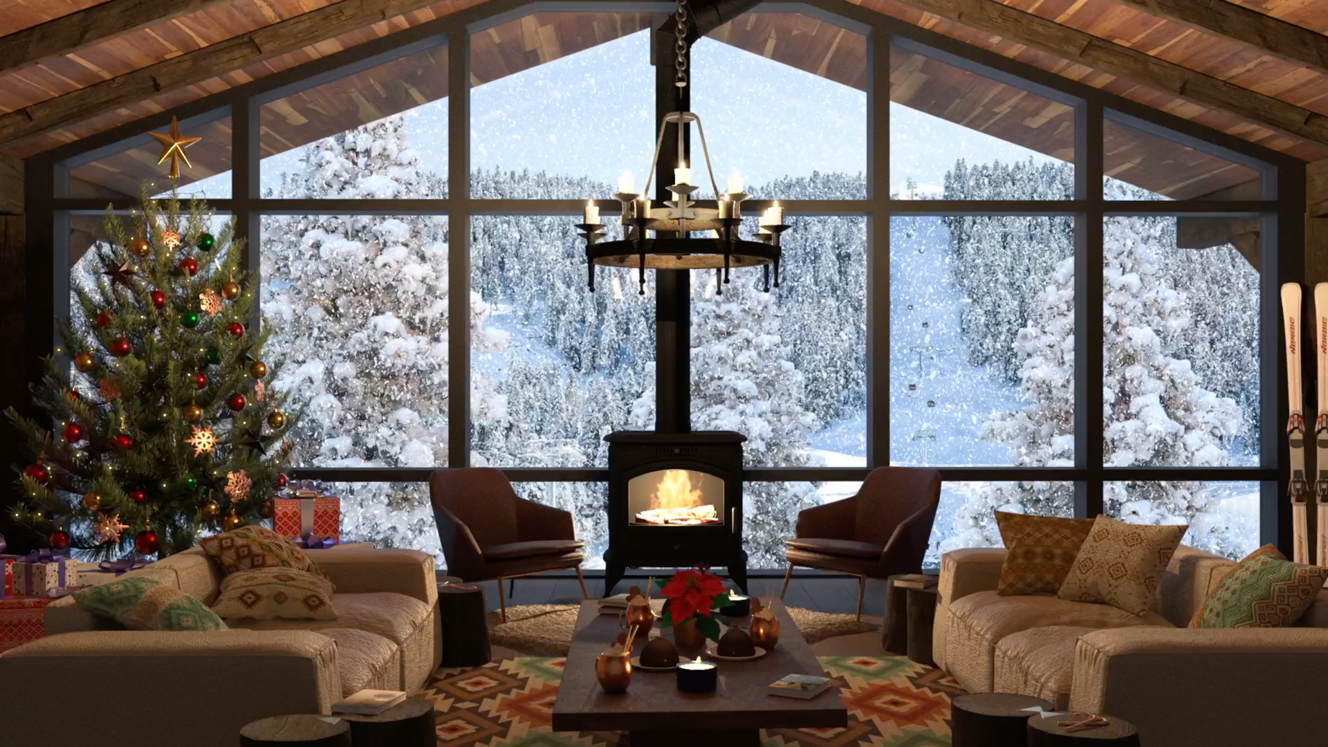 Load video: The Candle Carousel® &#39;Christmas Chalet&#39; ASMR Ambiance Room