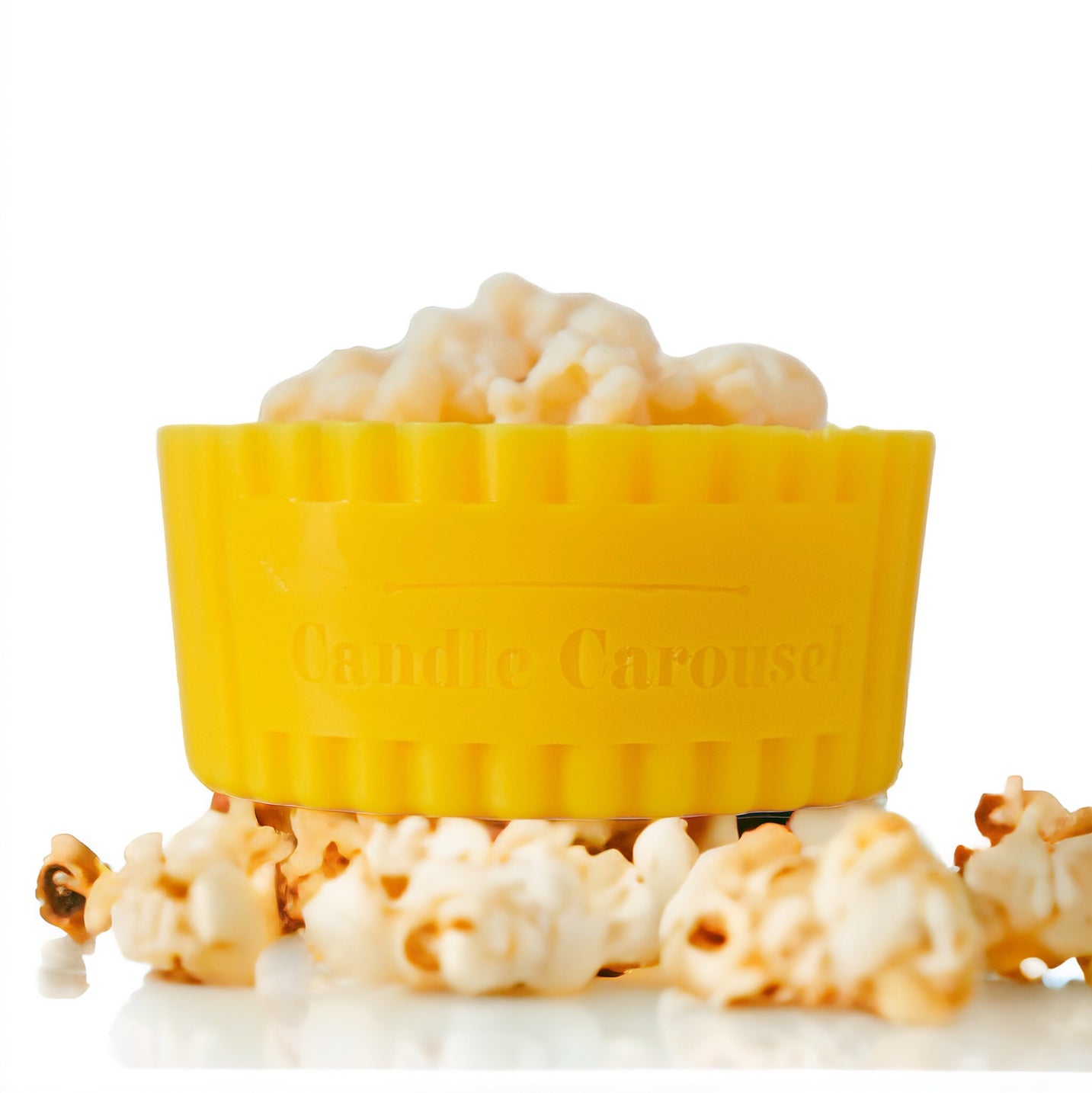 Sustainable Vegan and Cruelty Free Brand Company, Movie Night Hot Buttered Popcorn Refill. Side View with fragrance demo imagery. Buy Today and Pair with our Refillable Dishes to Refill Time and Time again!