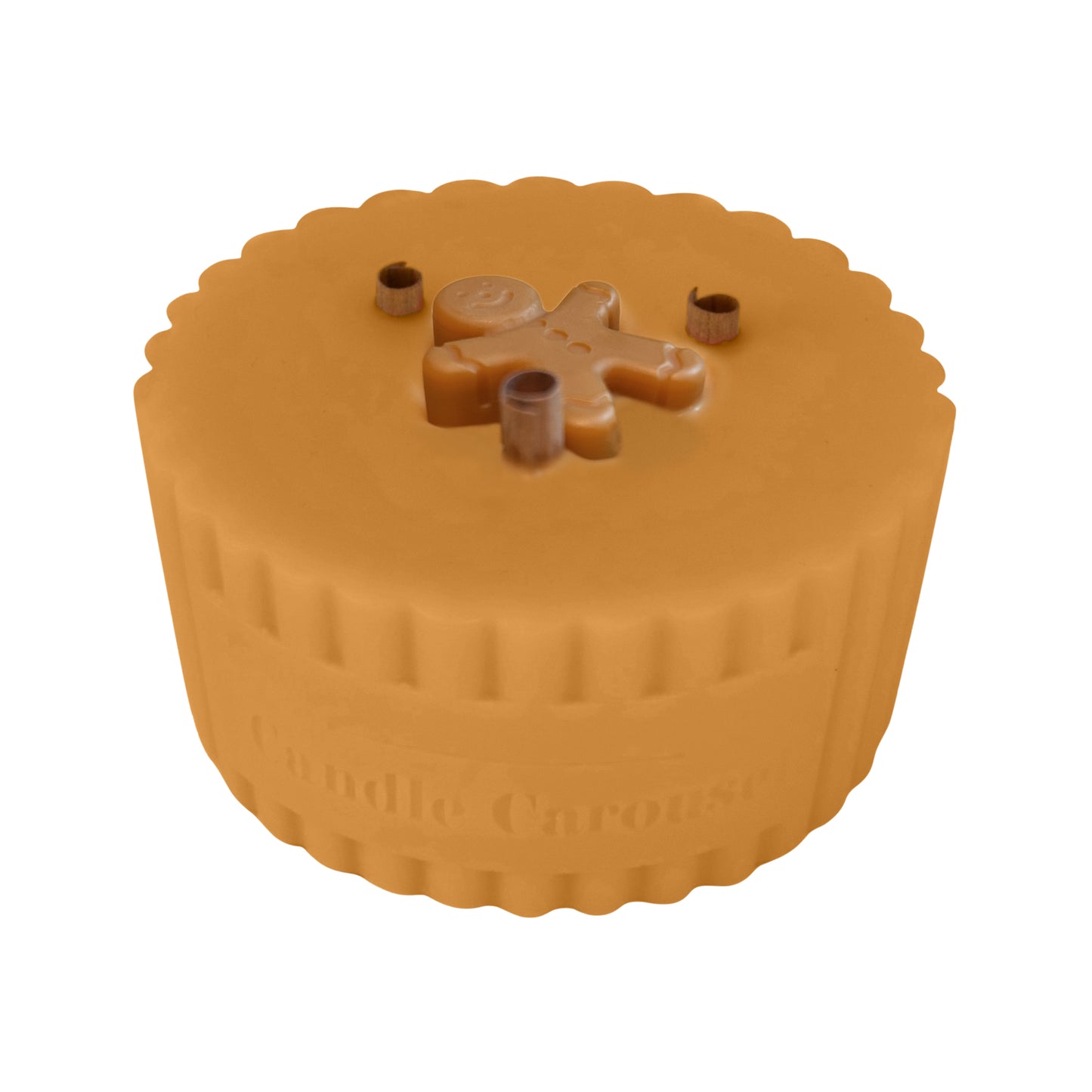 The Candle Carousel® Gingerbread scented candle refill with ginger, cinnamon, orange and vanilla notes on white background 